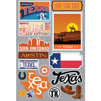 Reminisce - Jetsetters Collection - 3 Dimensional Die Cut Stickers - Texas