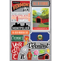 Reminisce - Jetsetters Collection - 3 Dimensional Die Cut Stickers - Vermont