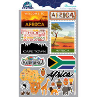 Reminisce - Jetsetters Collection - 3 Dimensional Die Cut Stickers - Africa