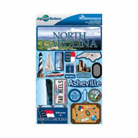 Reminisce - Jetsetters Collection - 3 Dimensional Die Cut Stickers - North Carolina