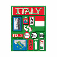 Reminisce - Jetsetters Collection - 3 Dimensional Die Cut Stickers - Italy