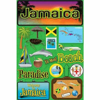 Reminisce - Jetsetters Collection - 3 Dimensional Die Cut Stickers - Jamaica