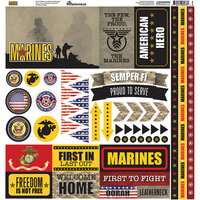 Reminisce - Marines Collection - 12 x 12 Cardstock Stickers - Elements
