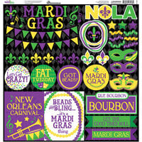 Reminisce - Mardi Gras Collection - 12 x 12 Cardstock Stickers - Elements
