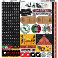 Reminisce - Mexico Collection - 12 x 12 Cardstock Sticker Sheet - Alpha Combo