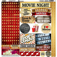 Reminisce - Movie Night Collection - 12 x 12 Cardstock Stickers - Combo