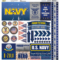 Reminisce - Navy Collection - 12 x 12 Cardstock Stickers - Elements