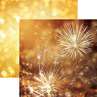 Reminisce - New Year Celebration Collection - 12 x 12 Double Sided Paper - Gold Fireworks