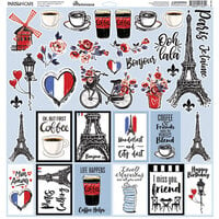 Reminisce - Parisian Cafe Collection - 12 x 12 Cardstock Stickers - Elements