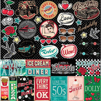Reminisce - Rockabilly Collection - 12 x 12 Cardstock Stickers - Custom