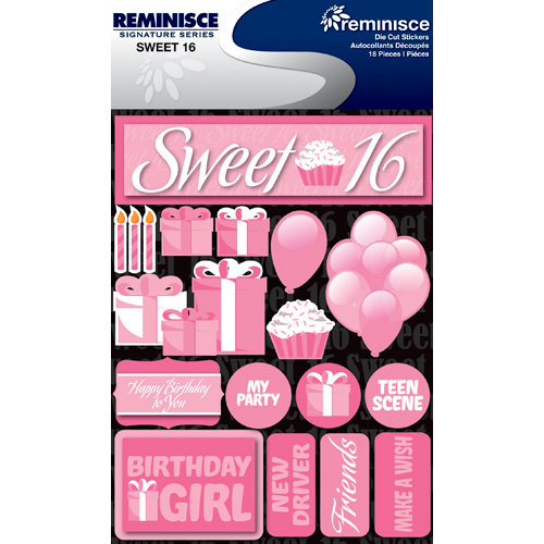 Reminisce - Signature Series Collection - 3 Dimensional Die Cut Stickers - Sweet 16