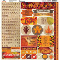 Reminisce - Simply Autumn Collection - 12 x 12 Cardstock Stickers - Alpha Combo