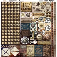 Reminisce - Splendid Steampunk Collection - 12 x 12 Cardstock Stickers - Alpha Combo