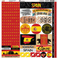 Reminisce - Spain Collection - 12 x 12 Cardstock Sticker Sheet - Alpha