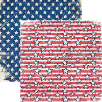 Reminisce - Star Spangled Spectacular Collection - 12 x 12 Double Sided Paper - Stars and Bars