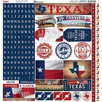 Reminisce - Texas Collection - 12 x 12 Cardstock Stickers - Combo
