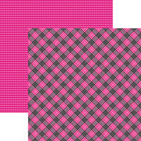 Reminisce - Think Pink Collection - 12 x 12 Double Sided Paper - Pretty Plaid