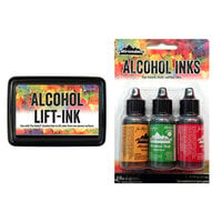 Ranger Ink - Tim Holtz - Alcohol Lift-Ink Pad and Alcohol Inks - 3 Pack - Conservatory