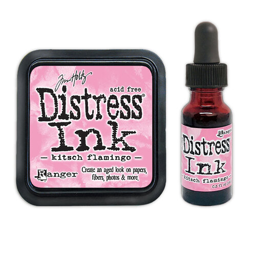 Tim Holtz Ranger Distress Ink Duo-Kitsch Flamingo-Ink Pad and Re-inker  Bundle