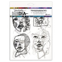 Ranger Ink - Dina Wakley Media - Transparencies - 8.5 x 10.75 - Abstract Portraits - Set 02