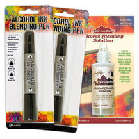Ranger Ink - Tim Holtz - Two Alcohol Ink Blending Pens and Blending Solution - 2 oz Bundle