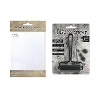 Ranger Ink - Tim Holtz - 2.25 Inch Brayer and Distress Woodgrain Paper - 4.25 x 5.5 Bundle