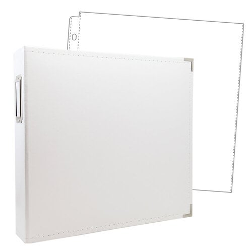 White 12 x 12 Three Ring Album with 10 Page Protectors