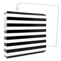 Scrapbook.com - 12x12 Three Ring Album - Black and White Stripe - With 12x12 Page Protectors 10 pk