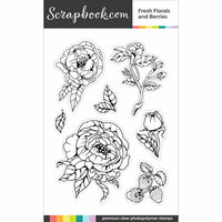 Scrapbook.com - Clear Photopolymer Stamp Set - Fresh Florals and Berries