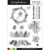 Scrapbook.com - Clear Photopolymer Stamp Set - Winter Florals and Greetings