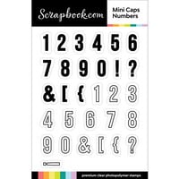 Scrapbook.com - Clear Photopolymer Stamp Set - Mini Caps Numbers - Solid and Outline