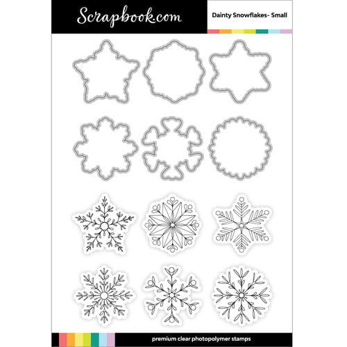  Decorative Die and Photopolymer Stamp Set - Dainty Snowflakes - Small