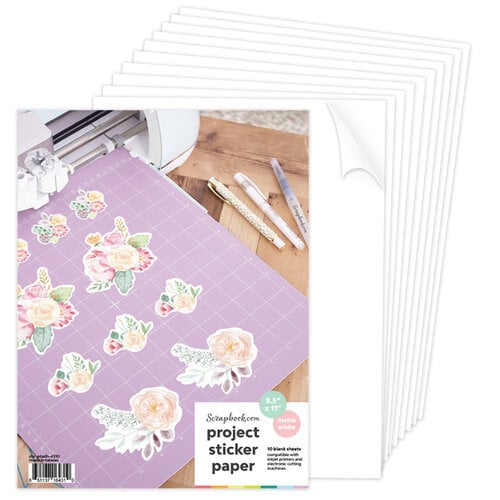  8.5x11 Sticker Paper - Printable - Matte White - 10 Sheets