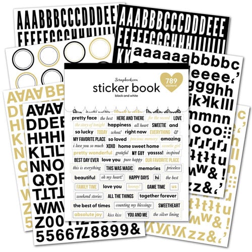  Sticker Book - Black and White with Gold Foil Accents