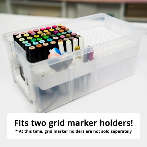 Multi-Craft Storage Bin - with 3 Dividers and Removable Brush and Marker  Holder Grid 