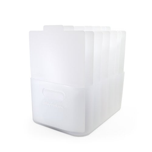  Storage Bin with 7 Tabbed Dividers - Complete Set - Frost  with White Inserts