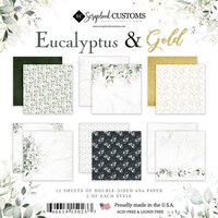 Scrapbook Customs - 6 x 6 Paper Pack - Eucalyptus and Gold