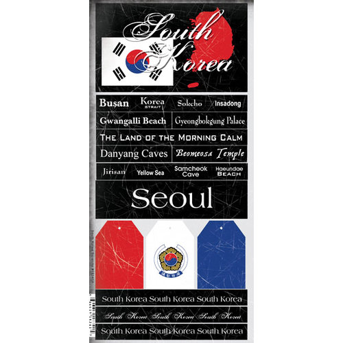 Scrapbook Customs - World Collection - South Korea - Cardstock Stickers - Scratchy