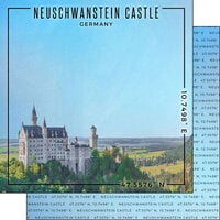 Scrapbook Customs - World Site Coordinates Collection - 12 x 12 Double Sided Paper - Germany - Neuschwanstein Castle