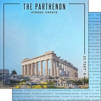 Scrapbook Customs - World Site Coordinates Collection - 12 x 12 Double Sided Paper - Greece - Parthenon