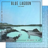 Scrapbook Customs - World Site Coordinates Collection - 12 x 12 Double Sided Paper - Iceland - Blue Lagoon