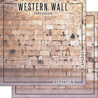 Scrapbook Customs - World Site Coordinates Collection - 12 x 12 Double Sided Paper - Israel - Jerusalem Western Wall