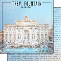 Scrapbook Customs - World Site Coordinates Collection - 12 x 12 Double Sided Paper - Italy - Trevi Fountain