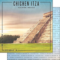 Scrapbook Customs - World Site Coordinates Collection - 12 x 12 Double Sided Paper - Mexico - Chichen Itza