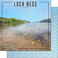 Scrapbook Customs - World Site Coordinates Collection - 12 x 12 Double Sided Paper - Scotland - Loch Ness