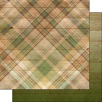 Scrapbook Customs - 12 x 12 Double Sided Paper - Green Plaid Background