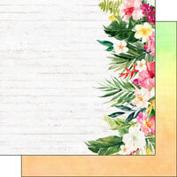 Scrapbook Customs - Vacay Collection - 12 x 12 Double Sided Paper - Floral Edge
