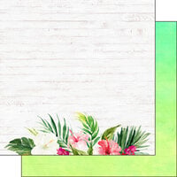 Scrapbook Customs - Vacay Collection - 12 x 12 Double Sided Paper - Floral Bottom