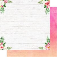 Scrapbook Customs - Vacay Collection - 12 x 12 Double Sided Paper - Floral Corners