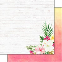 Scrapbook Customs - Vacay Collection - 12 x 12 Double Sided Paper - Floral Side